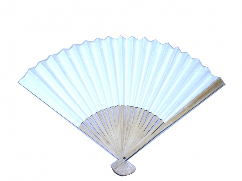 30cm Bamboo Rib Off-White Paper Fan