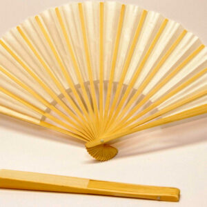 23cm Bamboo Ribs with White Silk Fan
