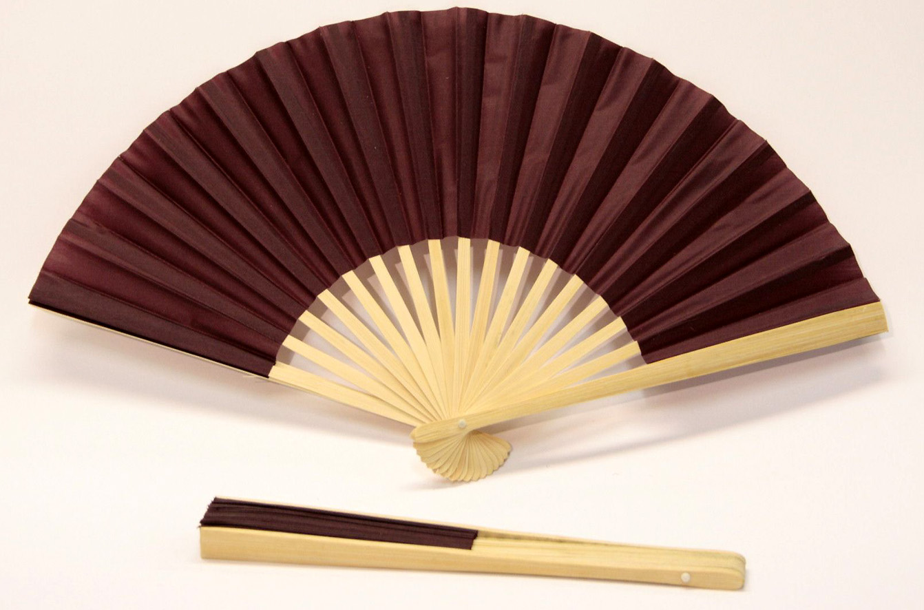 23cm Bamboo Ribs with Burgundy Silk Fan