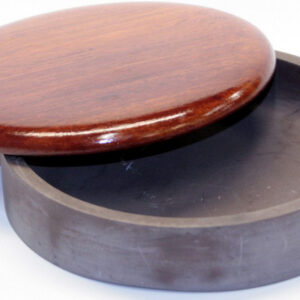 圓型七寸石硯有木蓋 18cm Round Slate Ink Stone with Wooden Lid