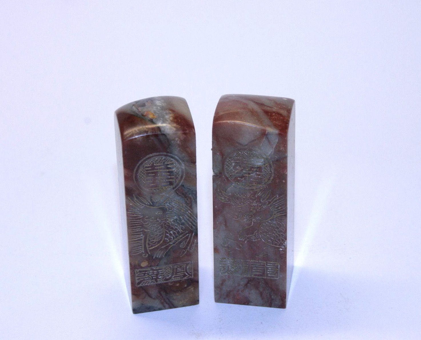 肖山紅石印 龍凰印 Xiao Shan Red Stone Marriage Seal Set - Image 2