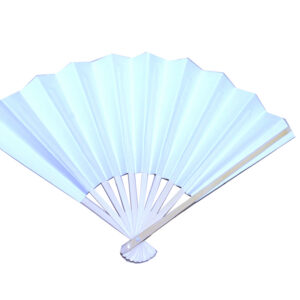 23cm White paper Bamboo Fans with Spring Bowed handles