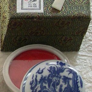 30g Xiling Vermillion Seal Mud Ceramic Pot 西冷 青花光明硃砂印泥